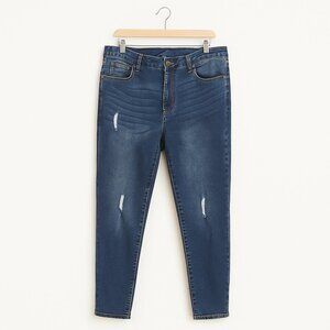 LOVE & LEGEND | Dark Blue Distressed Women Jeans - Size 16 21 41